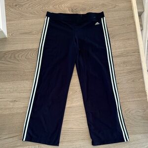 adidas Navy Track Pants with White Three Stripes